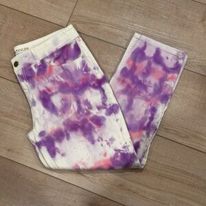 Chico's Cropped Jeans 0.5 US 6Tie Dye One Of A Kind Pastel Hippie Festival Boho